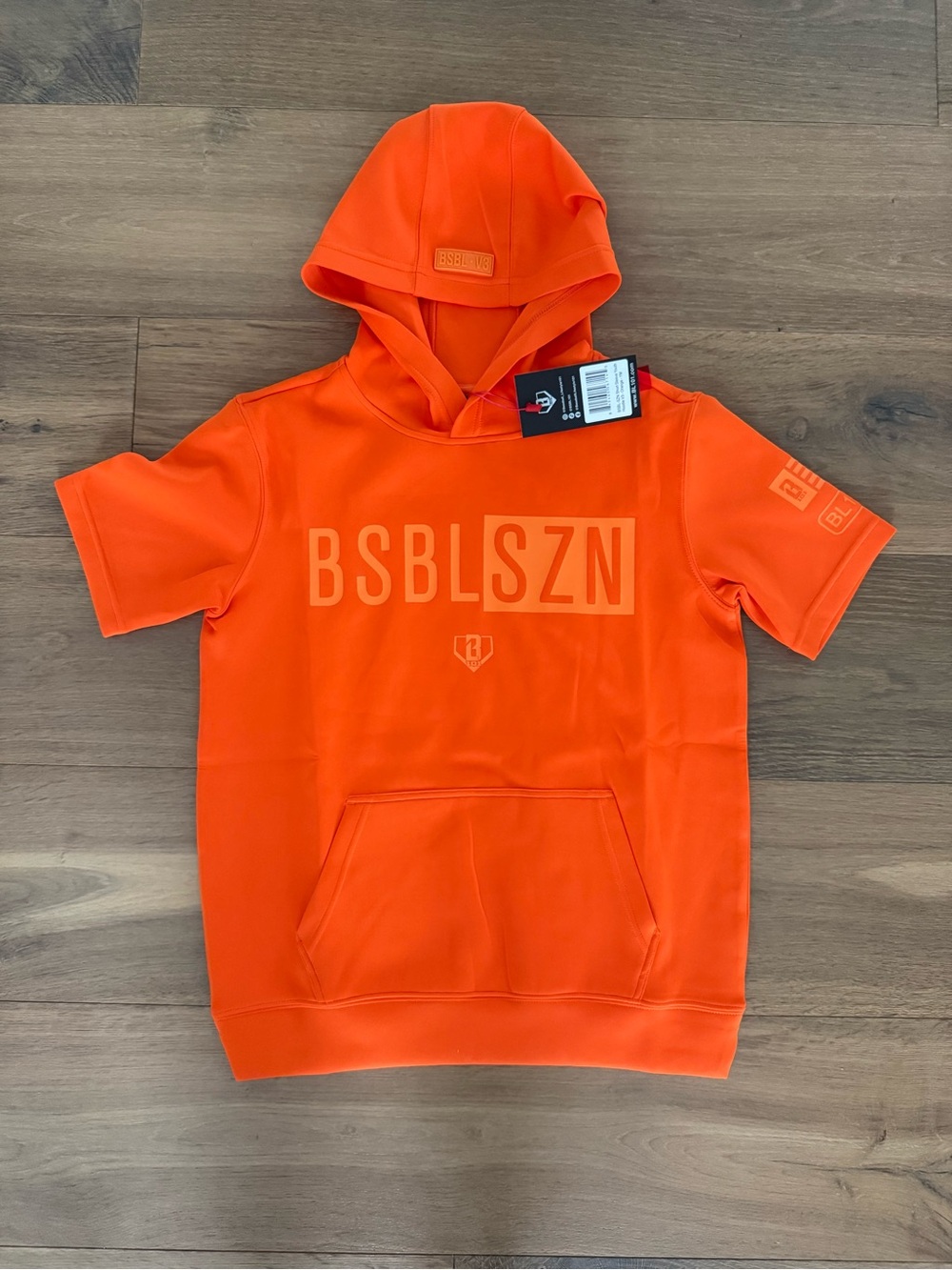 Baseball Lifestyle 101 - BSBL-SZN Youth Short Sleeve Hoodie V3 - Orange - NWT
